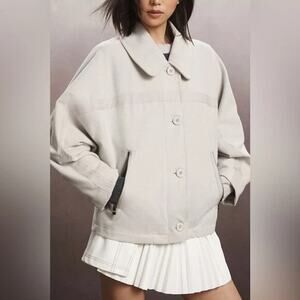 Pilcro Anthropologie Batwing Cozy Jacket Light Grey Large NEW NWT